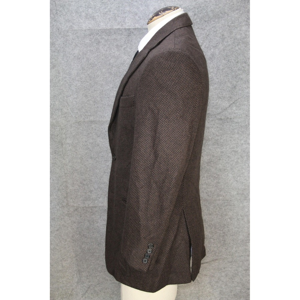 VTG Valentino Boutique Blazer Men 38R Brown Check Pure Cashmere Sport Coat Italy - Picture 5 of 16